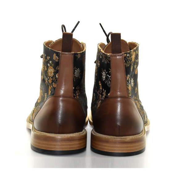 D0 Auth TAFT The Jack Eden Blk/Gld Floral Jacquard & Leather Cap Toe Boots Sz 46 main image 6